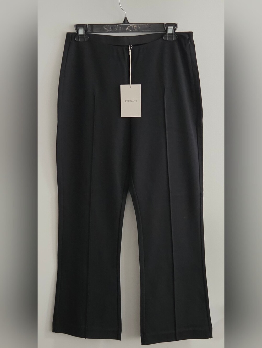 Everlane Dream Kick Flare Pants Black Organic Cotton Modal Side Zip Size M NEW